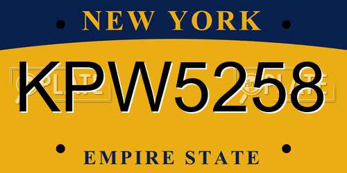KPW5258 New York License Plate