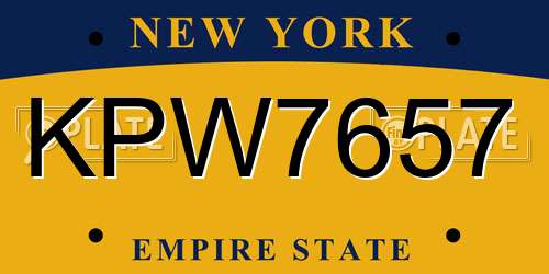 KPW7657 New York License Plate