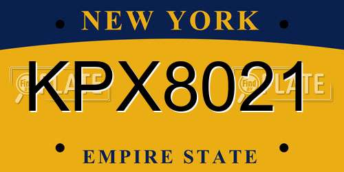KPX8021 New York License Plate
