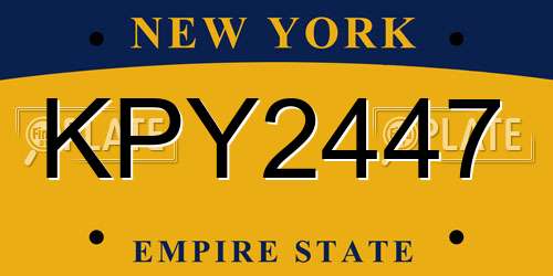 KPY2447 New York License Plate