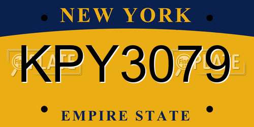 KPY3079 New York License Plate