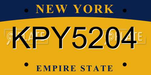 KPY5204 New York License Plate