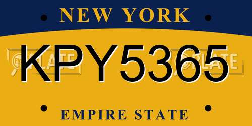 KPY5365 New York License Plate