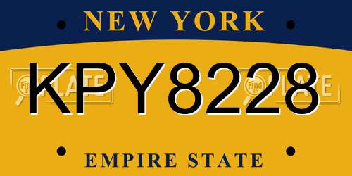 KPY8228 New York License Plate