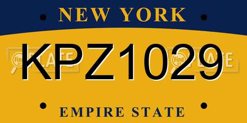 KPZ1029 New York License Plate