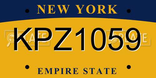 KPZ1059 New York License Plate