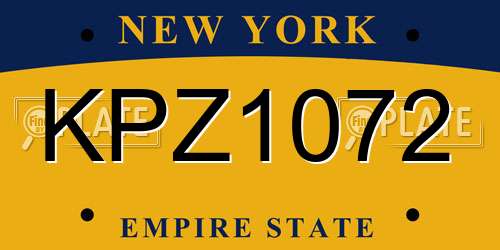 KPZ1072 New York License Plate