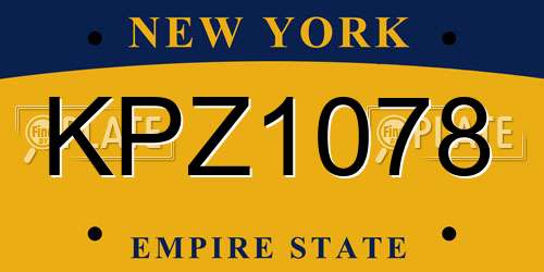 KPZ1078 New York License Plate