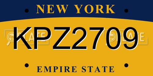 KPZ2709 New York License Plate