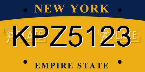 KPZ5123 New York License Plate