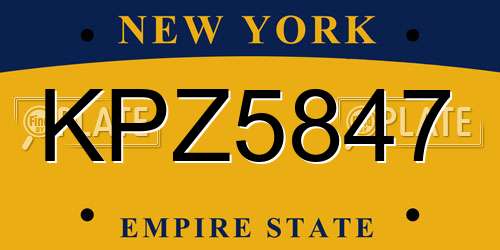 KPZ5847 New York License Plate