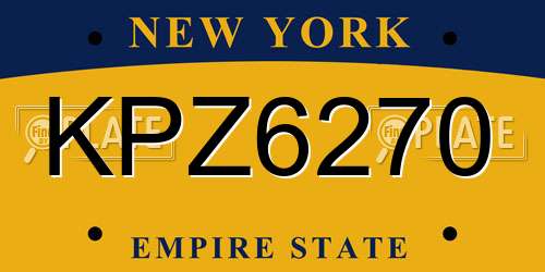 KPZ6270 New York License Plate