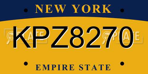 KPZ8270 New York License Plate