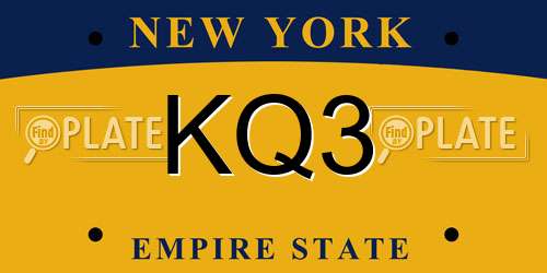 KQ3 New York License Plate