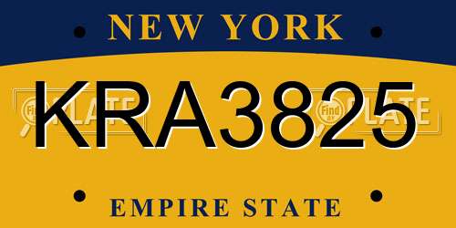 KRA3825 New York License Plate