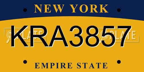 KRA3857 New York License Plate