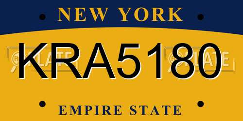KRA5180 New York License Plate