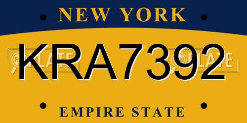 KRA7392 New York License Plate