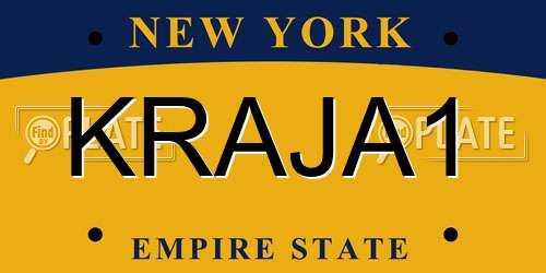 KRAJA1 New York License Plate