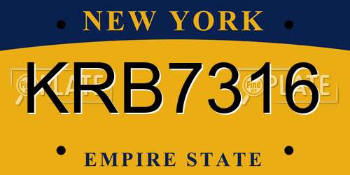 KRB7316 New York License Plate