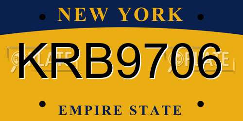 KRB9706 New York License Plate