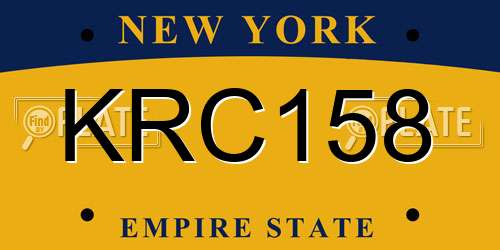 KRC158 New York License Plate