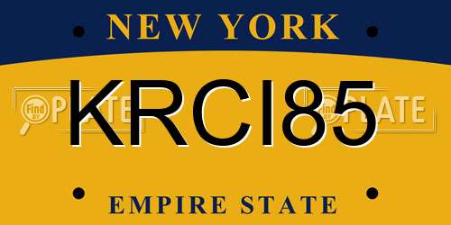 KRCI85 New York License Plate