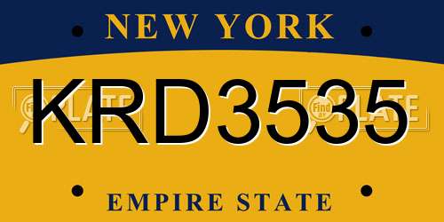 KRD3535 New York License Plate