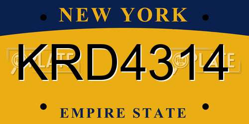KRD4314 New York License Plate
