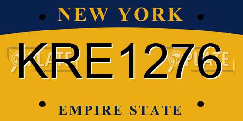 KRE1276 New York License Plate