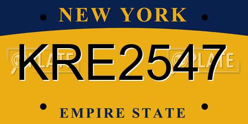 KRE2547 New York License Plate