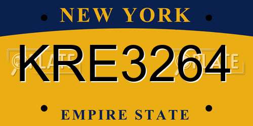 KRE3264 New York License Plate