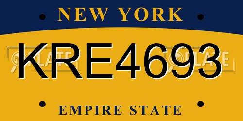 KRE4693 New York License Plate