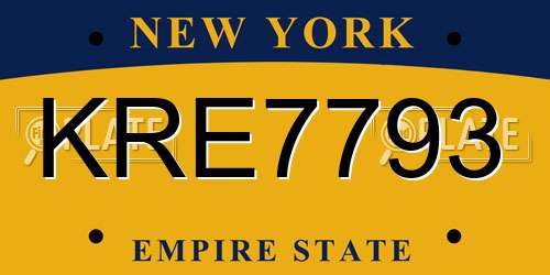 KRE7793 New York License Plate