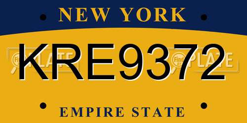 KRE9372 New York License Plate