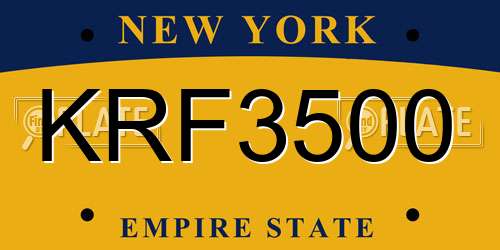 KRF3500 New York License Plate
