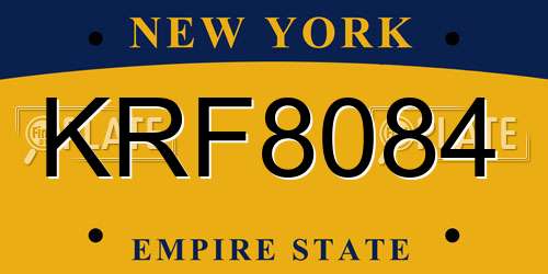 KRF8084 New York License Plate