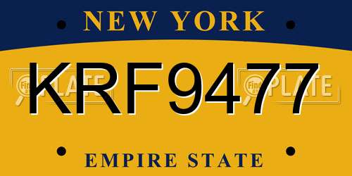 KRF9477 New York License Plate
