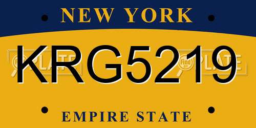 KRG5219 New York License Plate