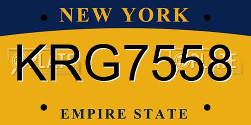 KRG7558 New York License Plate