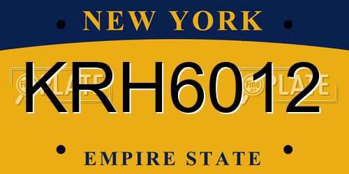 KRH6012 New York License Plate