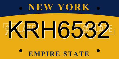KRH6532 New York License Plate