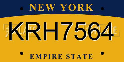 KRH7564 New York License Plate