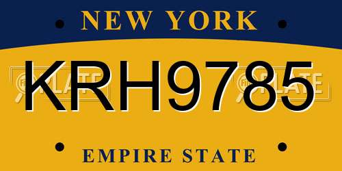 KRH9785 New York License Plate