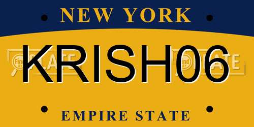 KRISH06 New York License Plate
