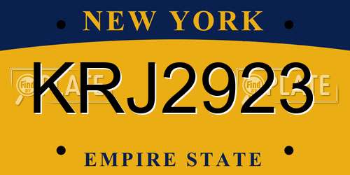 KRJ2923 New York License Plate