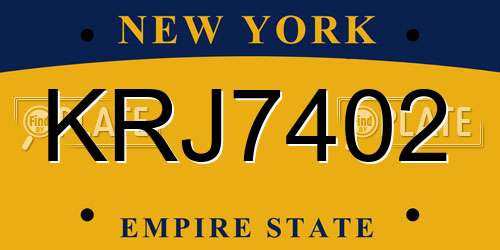 KRJ7402 New York License Plate