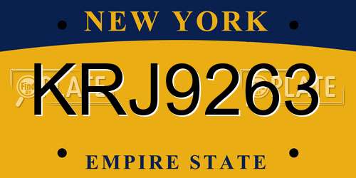 KRJ9263 New York License Plate