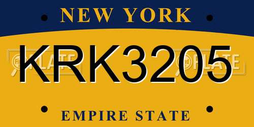 KRK3205 New York License Plate