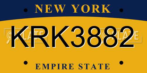 KRK3882 New York License Plate